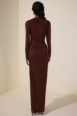Jersey Metal Decorations Long Sleeve Maxi Dress
