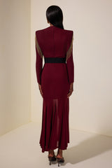 Jersey Tassel Maxi Dress With Belt