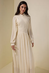Chiffon Pleated Beaded Maxi Dress