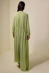 3D Flower Chiffon Raglan Sleeve Maxi Dress