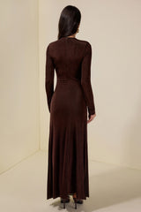Jersey Gathering Long Sleeve Maxi Dress