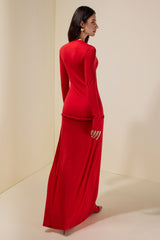 Solid Woven Long Sleeve Maxi Dress