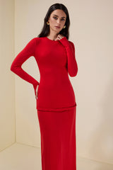 Solid Woven Long Sleeve Maxi Dress