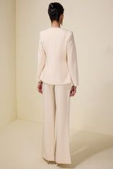 Metal Button Long Sleeve Top & Pants Set