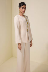 Metal Button Long Sleeve Top & Pants Set