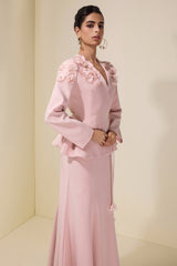 3D Flower Lace-Up Top & Maxi Skirt Set