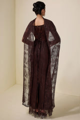 Lace Splicing Satin Tie-Up Maxi Dress