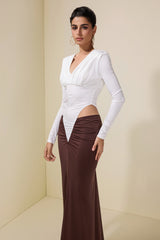 Jersey Contrast Color Cut-Out Maxi Dress