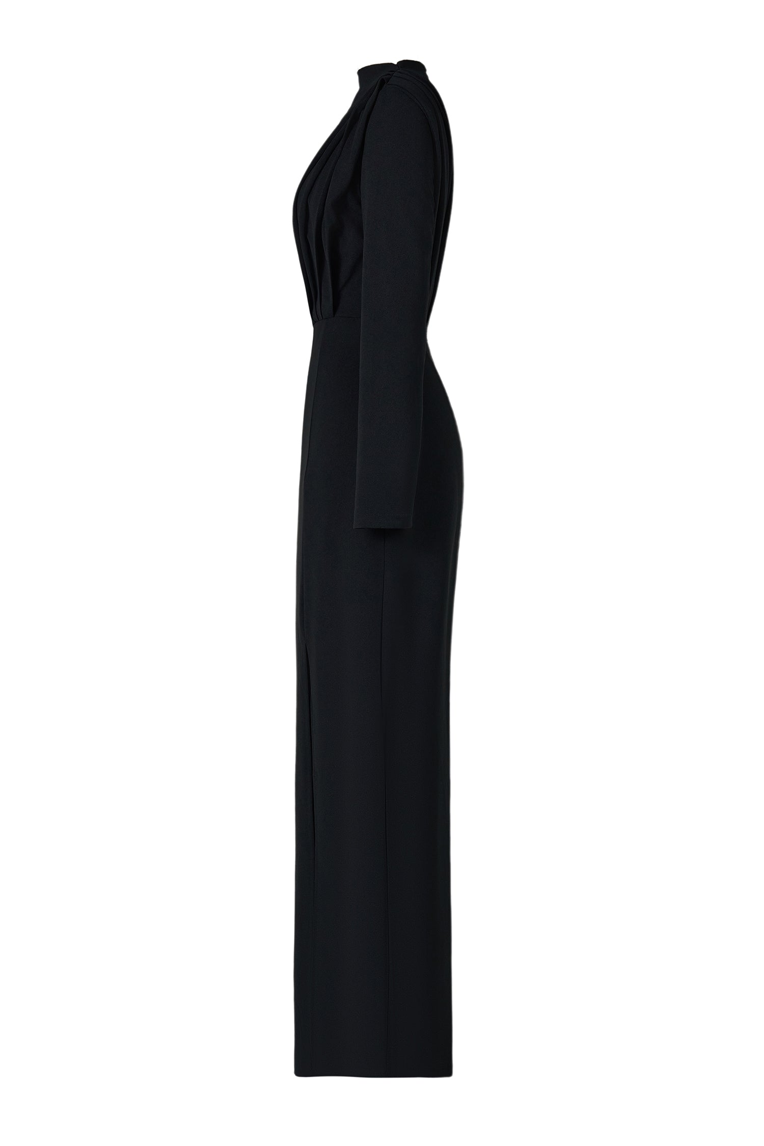 Solid High Split Long Sleeve Midi Dress