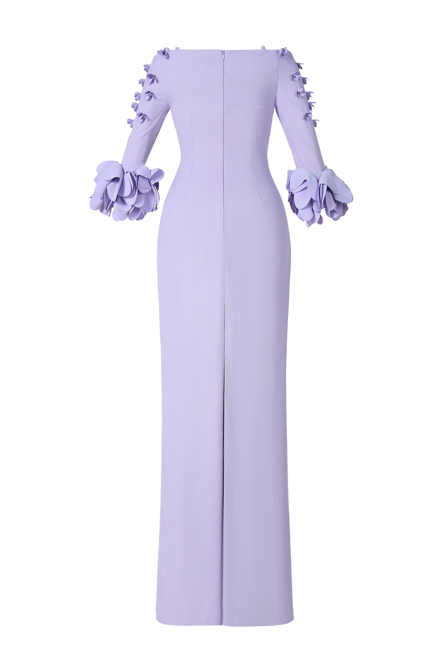 Solid 3D Flower One-Shoulder Maxi Dress