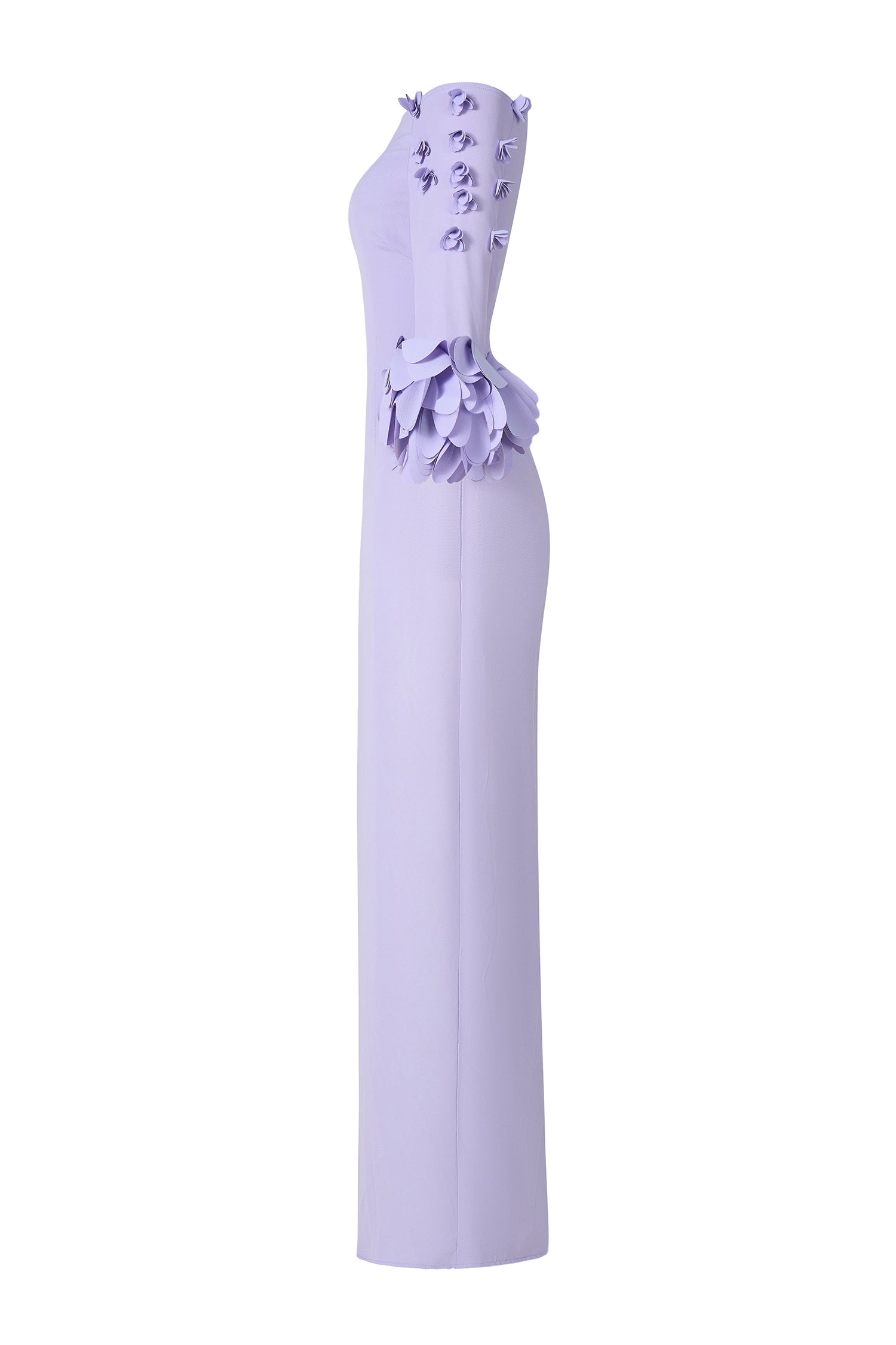 Solid 3D Flower One-Shoulder Maxi Dress