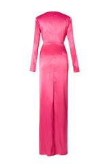 Satin Square Collar Long Sleeve Maxi Dress