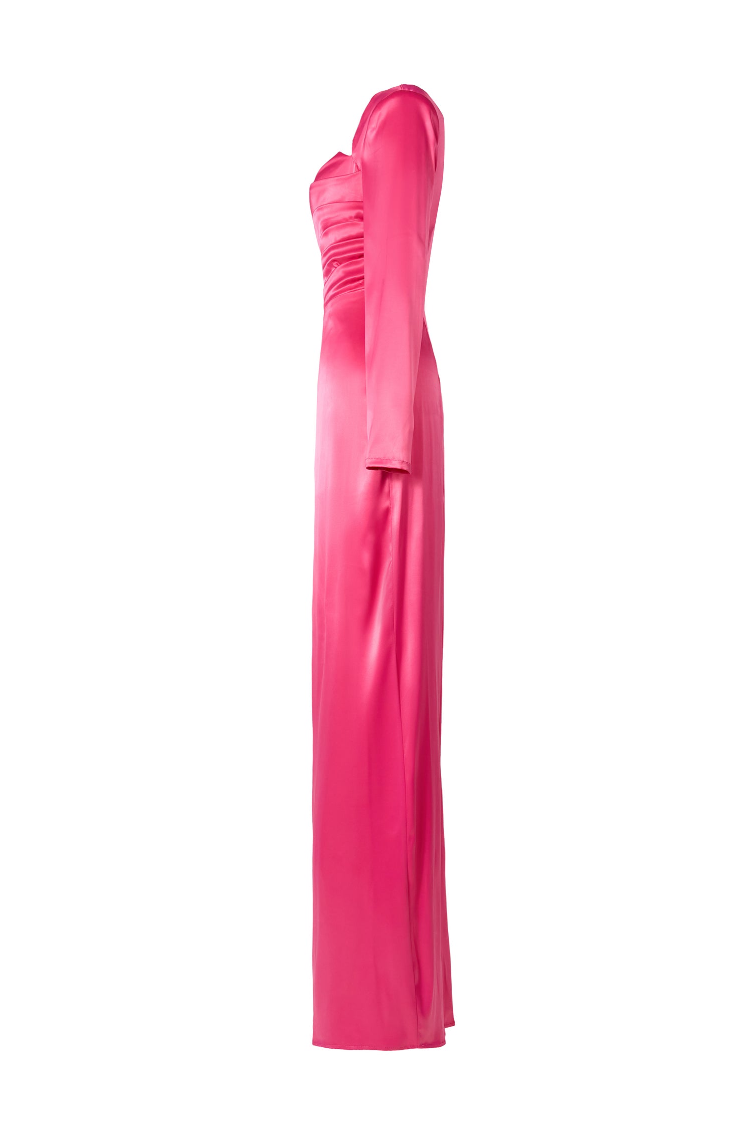 Satin Square Collar Long Sleeve Maxi Dress