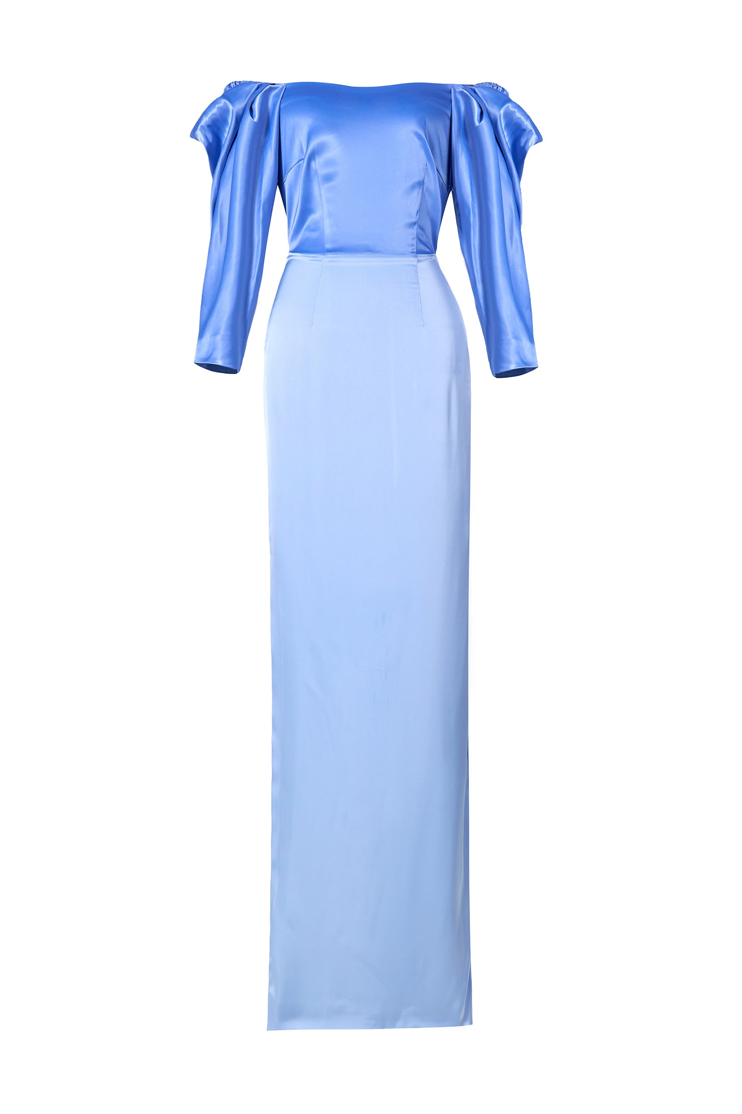 Solid Satin Off-Shoulder Maxi Dress