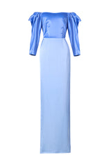Solid Satin Off-Shoulder Maxi Dress