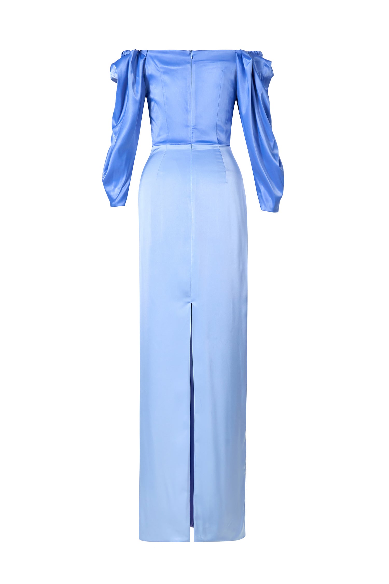 Solid Satin Off-Shoulder Maxi Dress