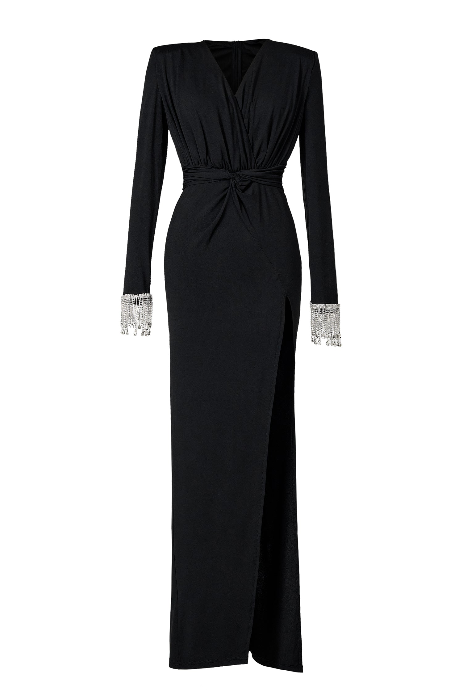 Rhinestone Jersey Split Midi Dress