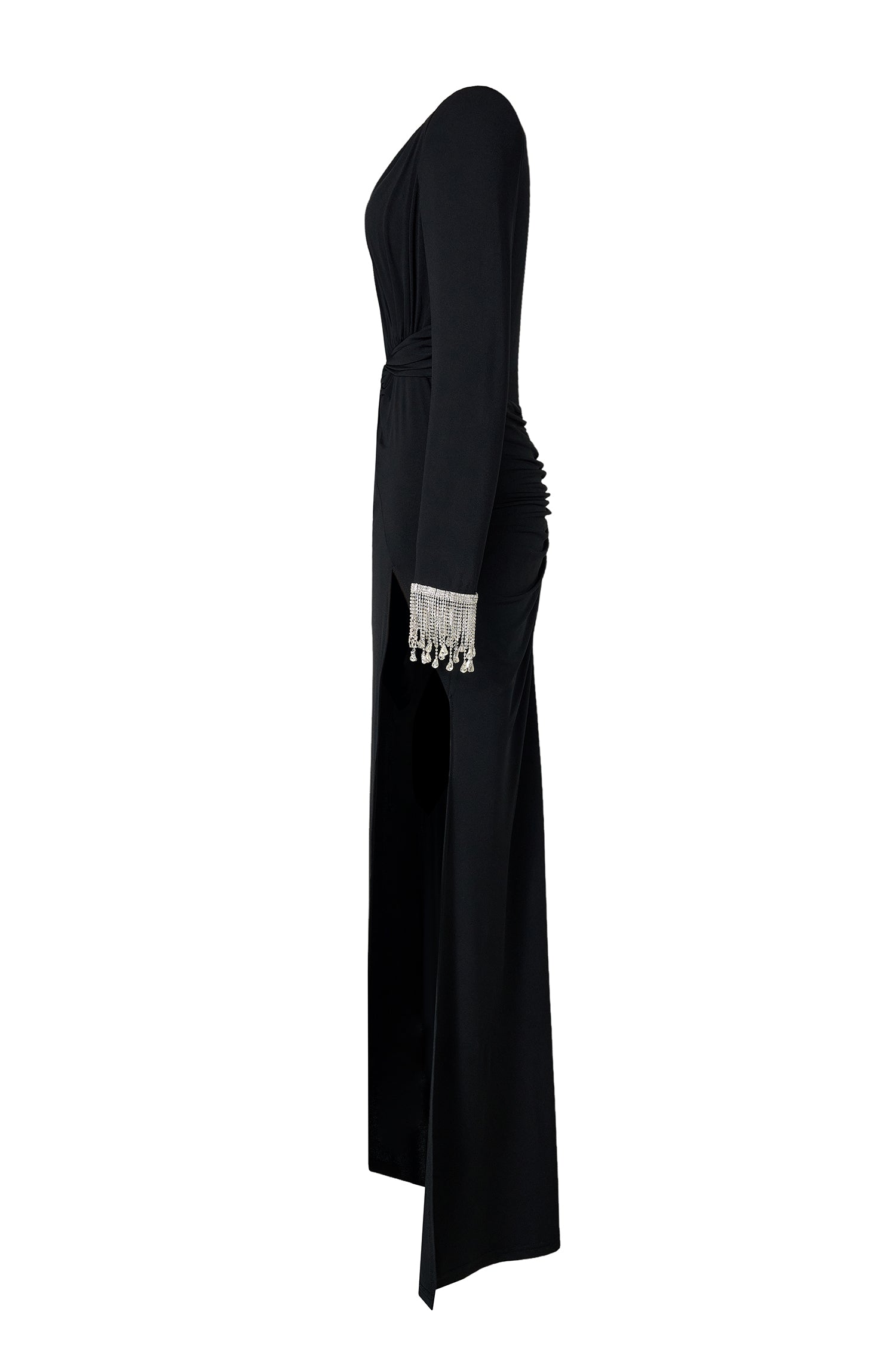 Rhinestone Jersey Split Midi Dress