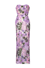 Sequin Embroidered Off-Shoulder Split Maxi Dress