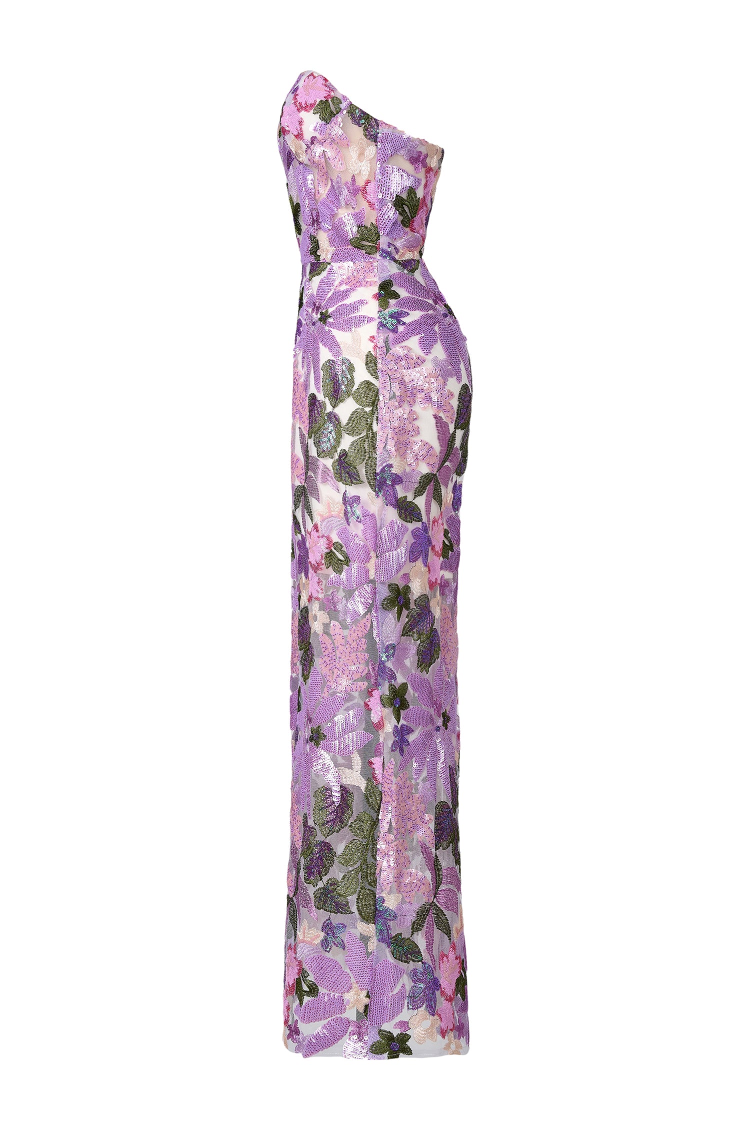 Sequin Embroidered Off-Shoulder Split Maxi Dress
