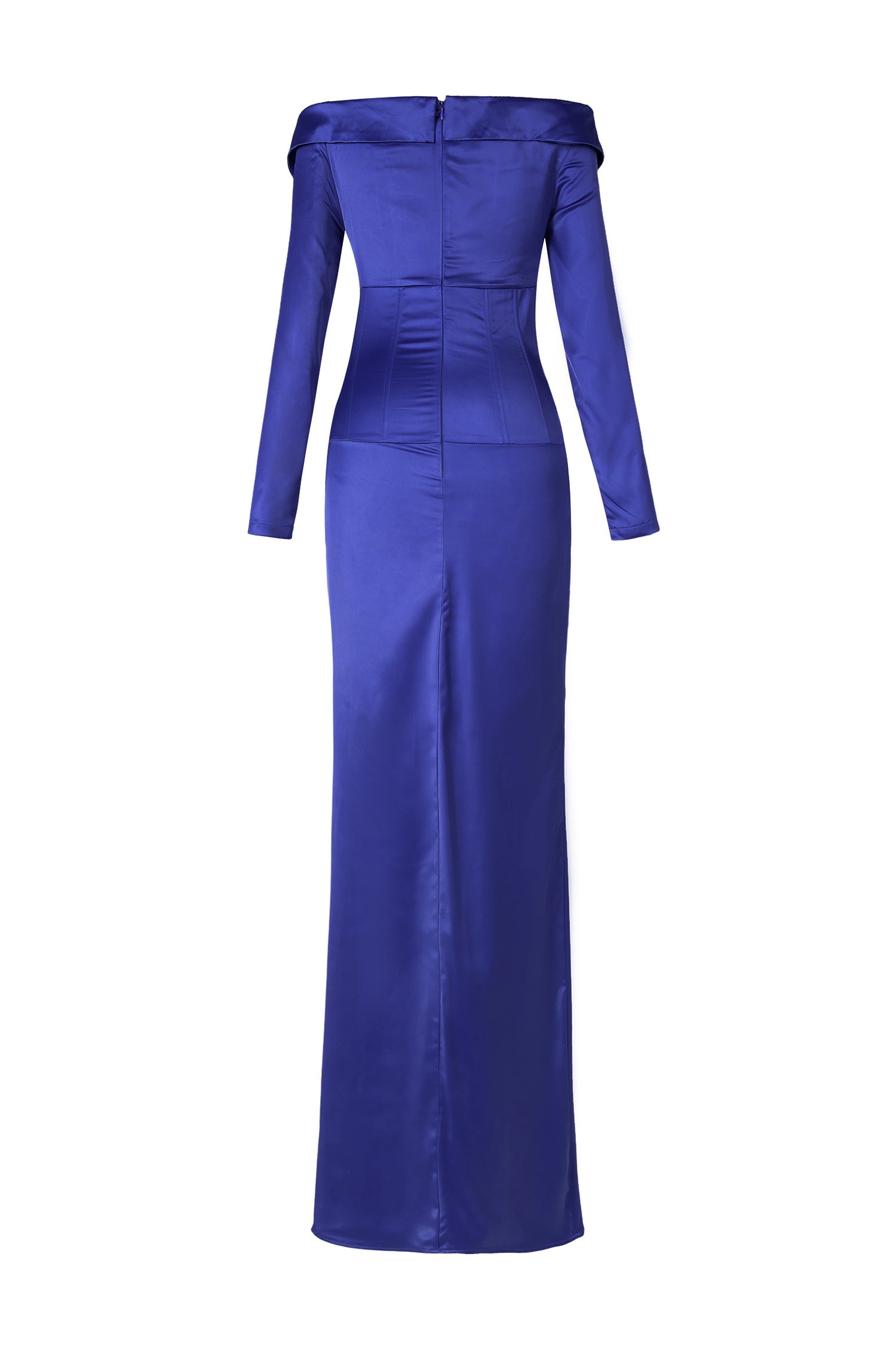 Satin Knotted Off-Shoulder Maxi Dress