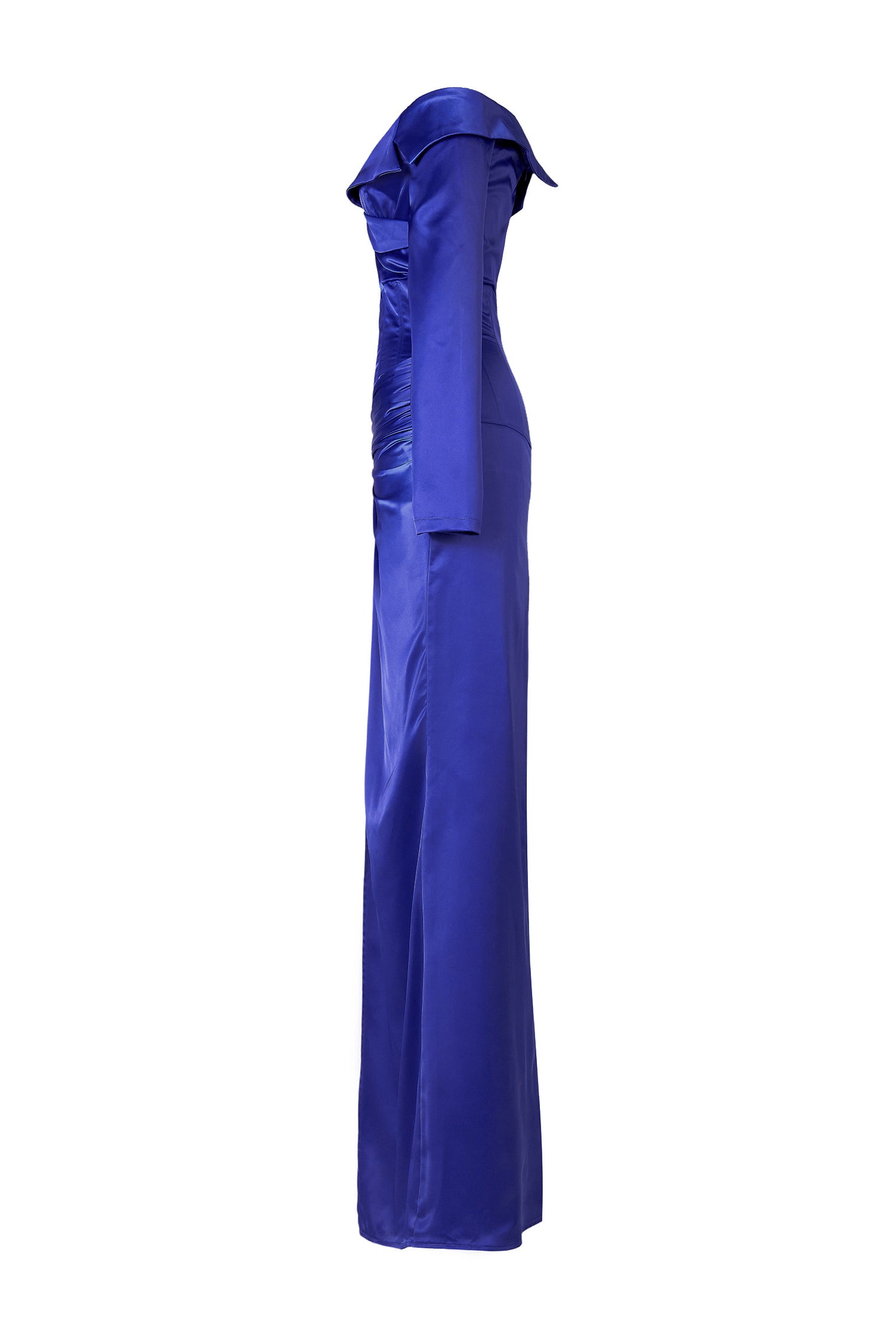 Satin Knotted Off-Shoulder Maxi Dress
