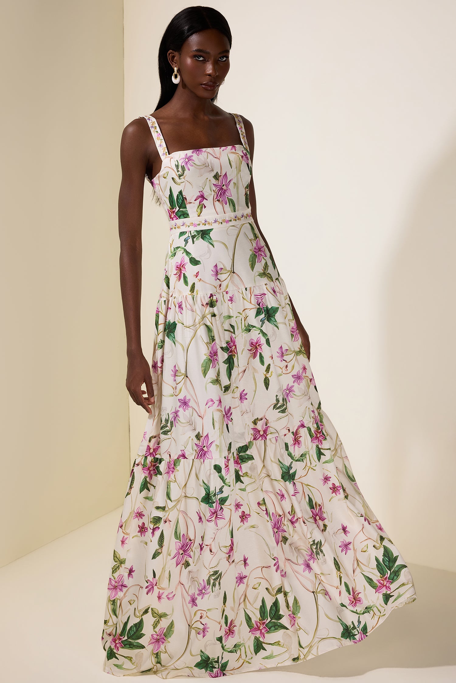 Embroidered Floral Slip Maxi Dress
