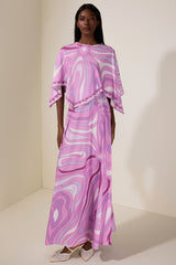 Abstract Print Maxi Dress With Cape