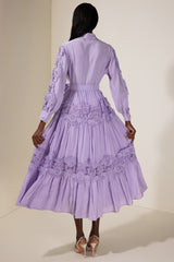 Lace Splicing Flapped Midi Dress