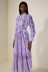 Lace Splicing Flapped Midi Dress