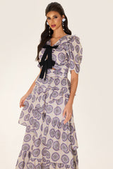 Ruffle Puff Sleeve Bow Midi Dress