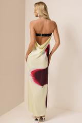 Floral Satin Off-Shoulder Maxi Dress