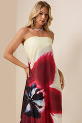 Floral Satin Off-Shoulder Maxi Dress