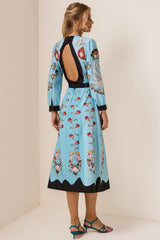 Floral Cut-Out Long Sleeve Midi Dress