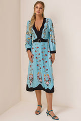 Floral Cut-Out Long Sleeve Midi Dress