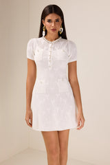 Knit Faux Pearl Rhinestone Mini Dress