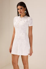 Knit Faux Pearl Rhinestone Mini Dress