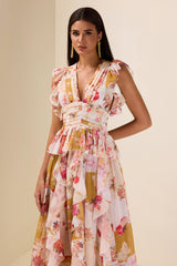 Ruffle V-Neck Split Maxi Dress