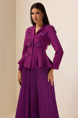 3D Butterfly Blazer & Pleated Midi Skirt Set