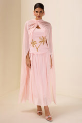 Sequin Embroidered Chiffon Midi Dress