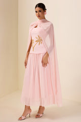 Sequin Embroidered Chiffon Midi Dress