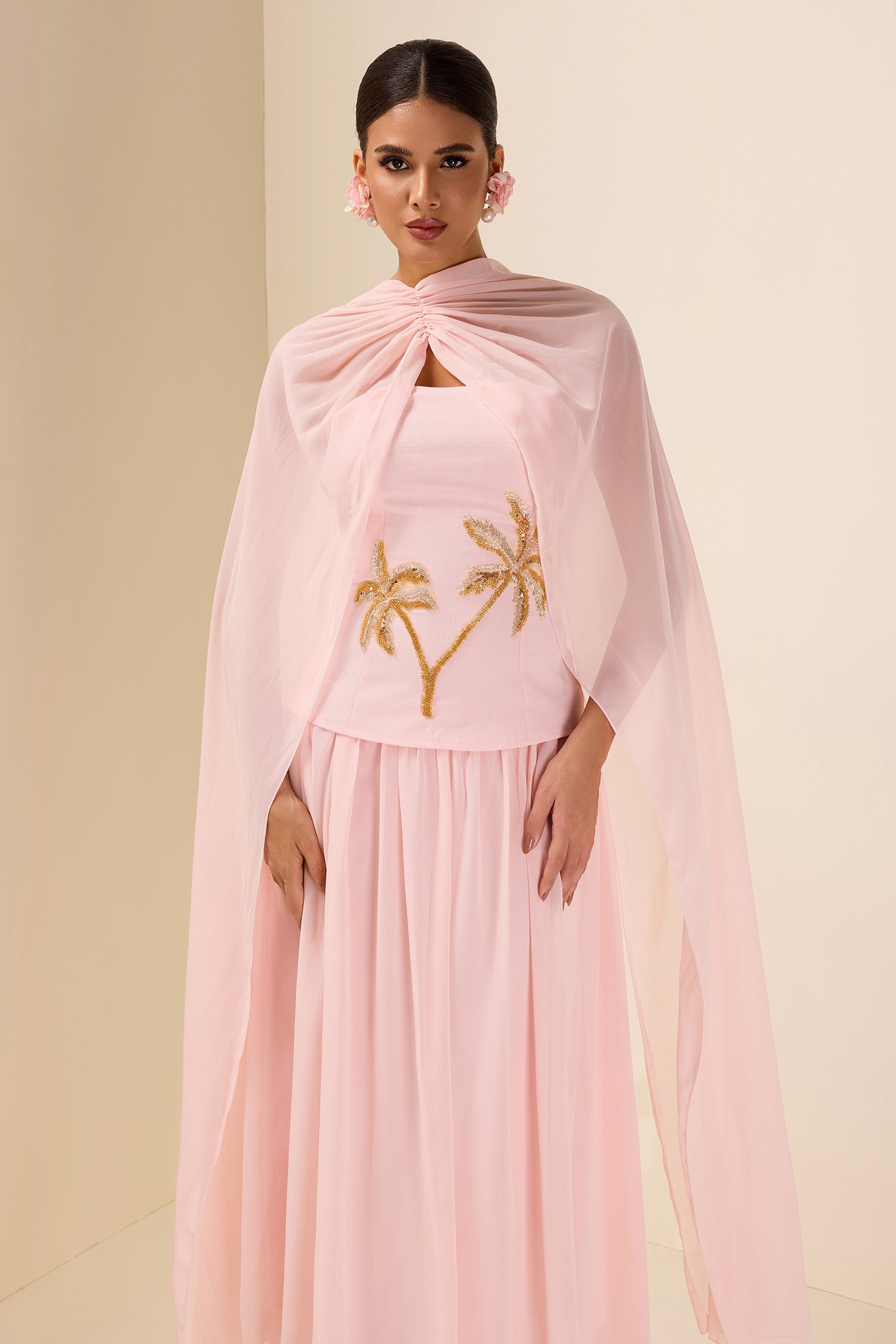 Sequin Embroidered Chiffon Midi Dress