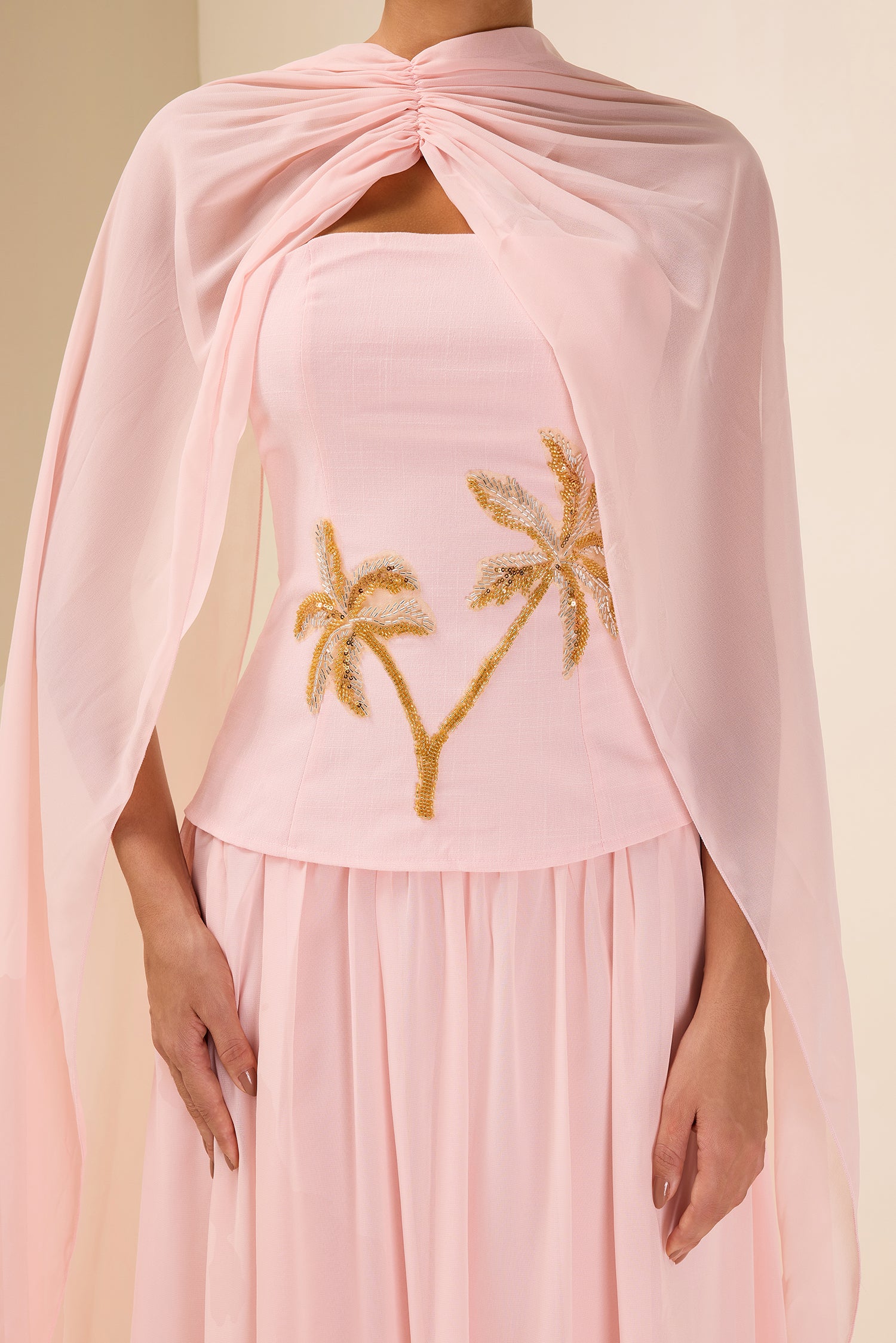 Sequin Embroidered Chiffon Midi Dress