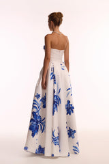 Floral Off-Shoulder Pleated Maxi Dress