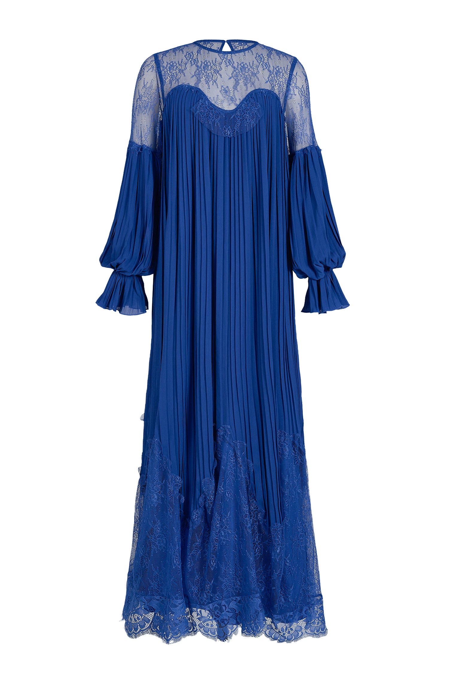 Chiffon Splicing Lace Lantern Sleeve Maxi Dress