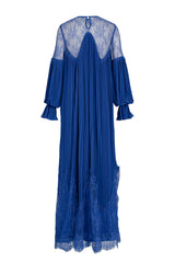 Chiffon Splicing Lace Lantern Sleeve Maxi Dress