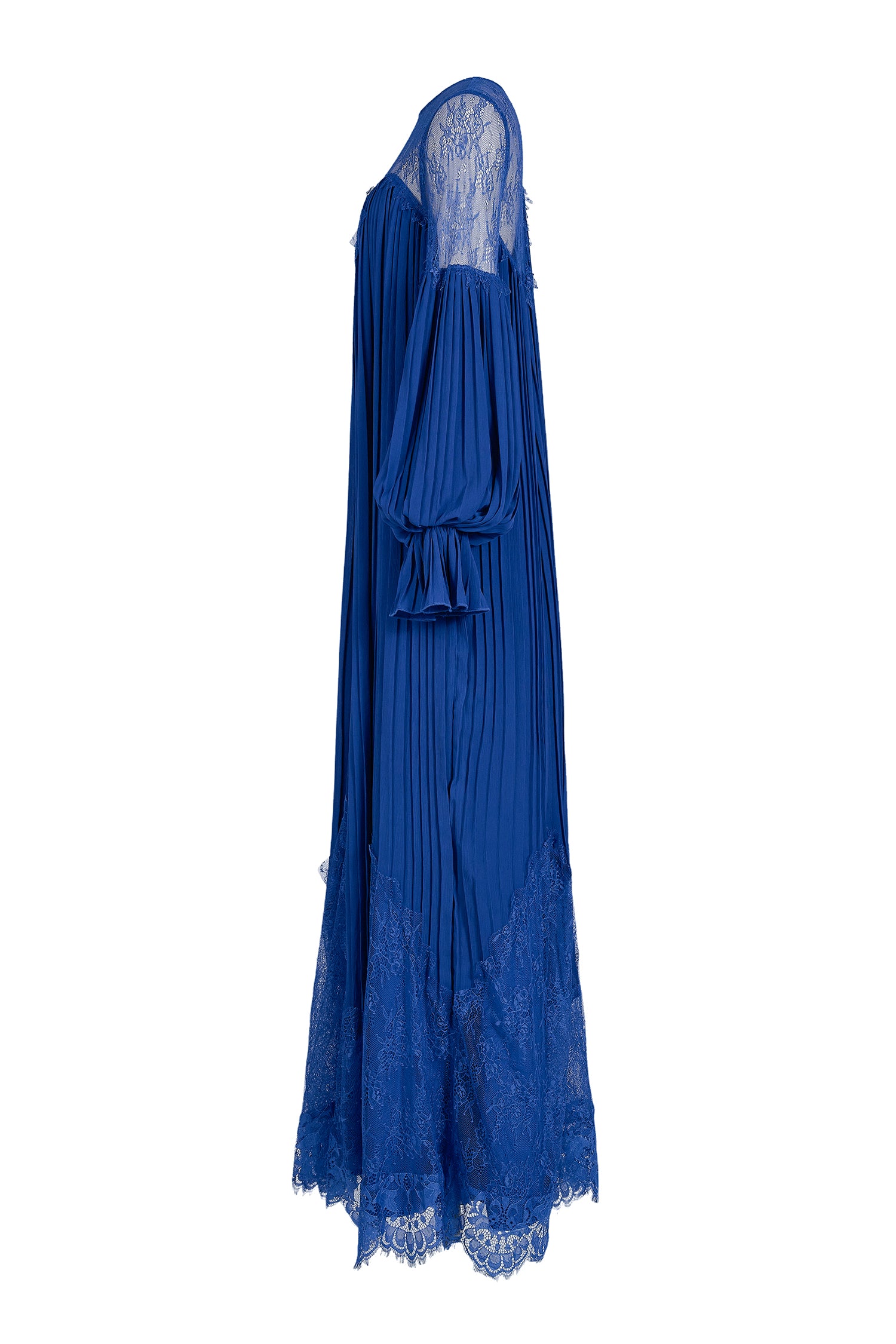 Chiffon Splicing Lace Lantern Sleeve Maxi Dress