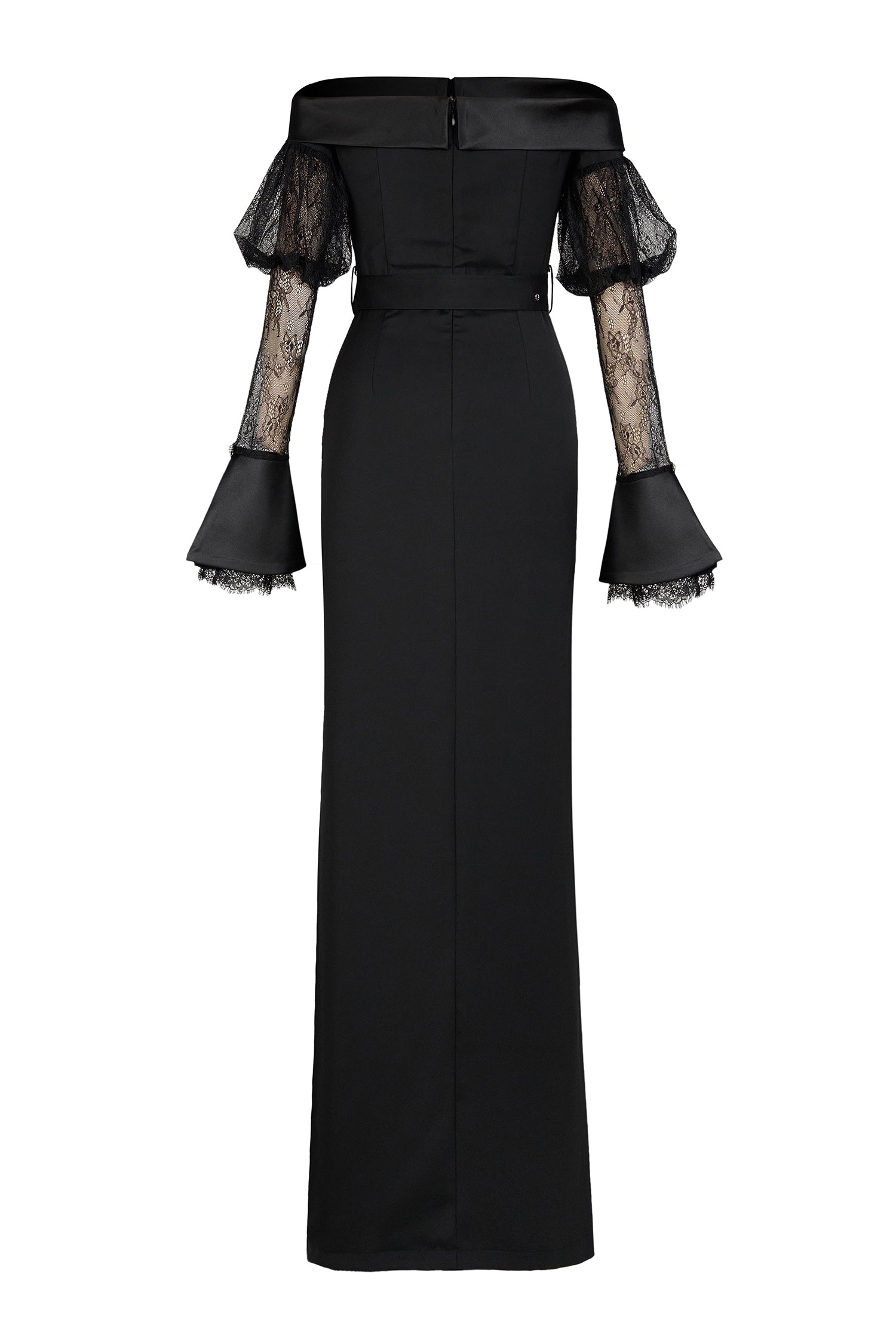 Lace See-Through Off-Shoulder Maxi Dress