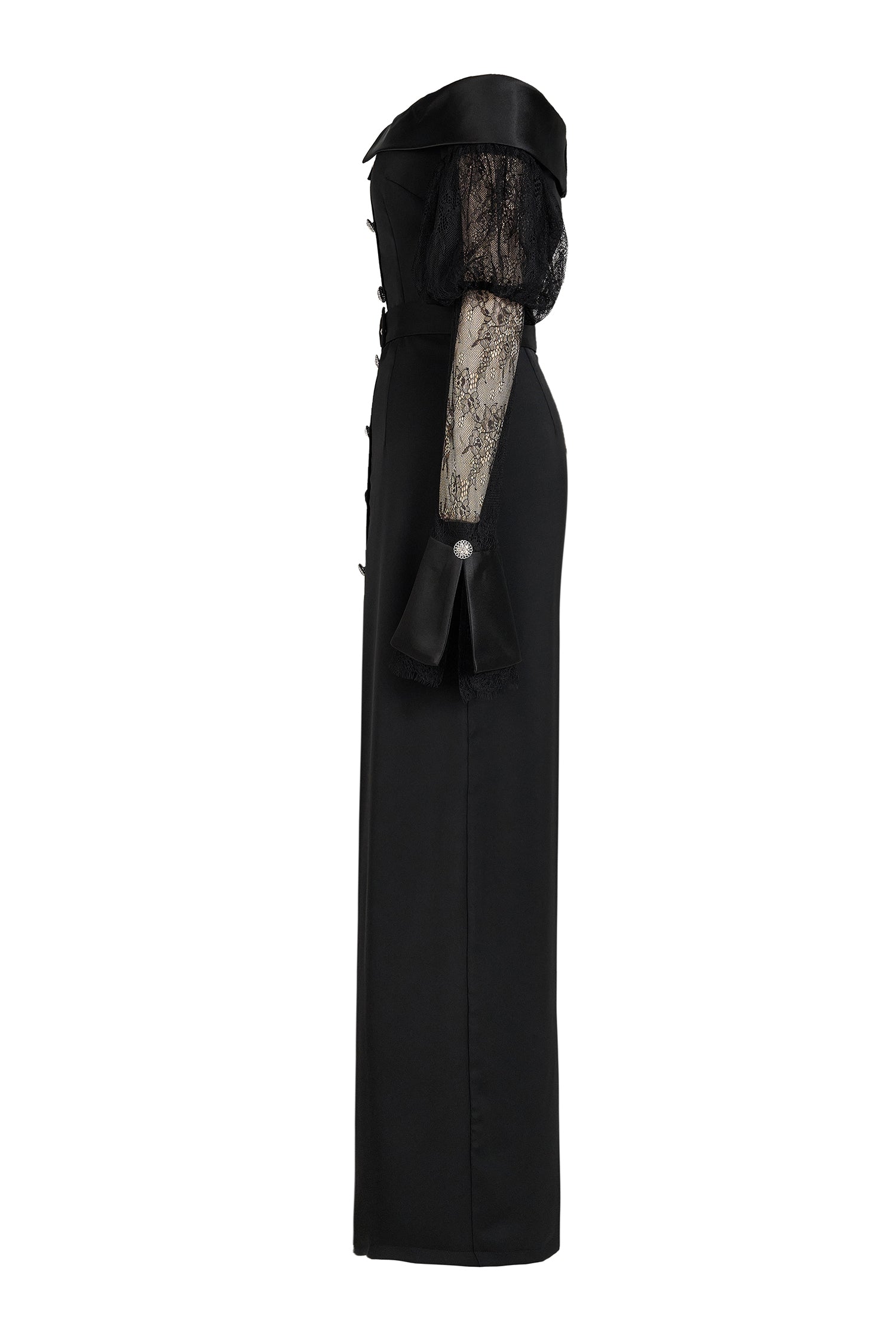 Lace See-Through Off-Shoulder Maxi Dress