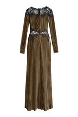 Velvet Splicing Lace Maxi Dress